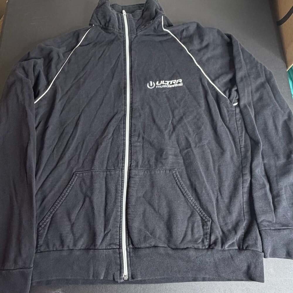American Apparel Ultra Music Festival Zip Up Track Jacket Black Size L